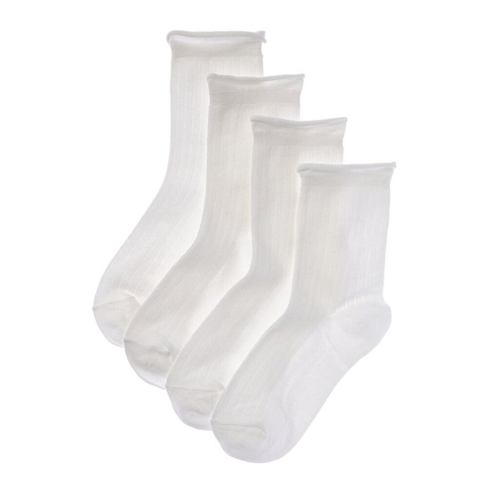 Stems 4Pk Roll Top Crew Socks, White